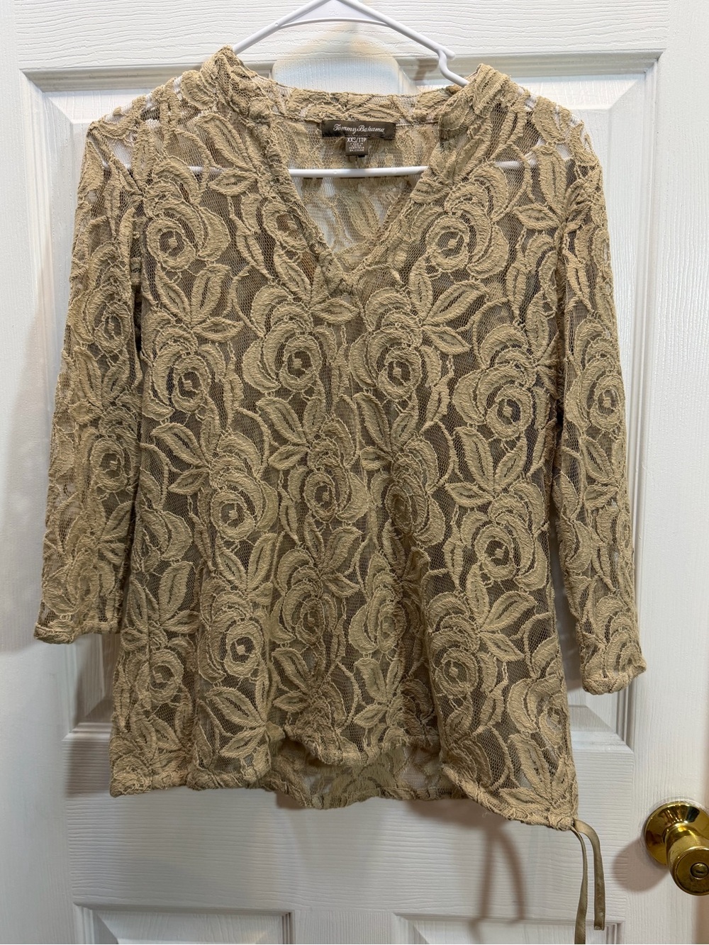 Tommy Bahama Tan Floral Lace V-Neck Swim Coverup
